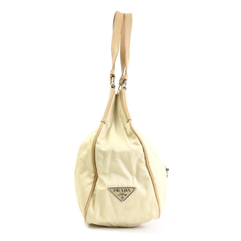 Prada buckle Tessuto Leather Tan bag shoulder White